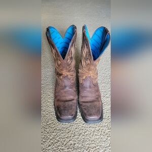 Rocky Brown Leather Cowboy Boots with Blue Lining
